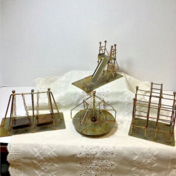 RARE 4 Piece Handcrafted Brass Playground Set Made for Six Flags Vintage - Picture 1 of 9
